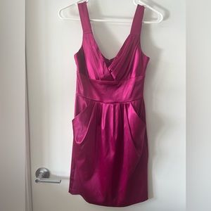 B. Darlin Pink Satin Finish Cocktail Dress w/ Pockets